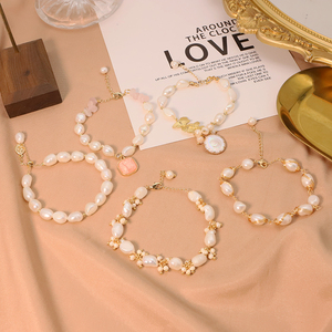 GLSEEVO <span class=keywords><strong>Bracciale</strong></span> con <span class=keywords><strong>perle</strong></span> d'acqua dolce naturali per donna, bracciali e braccialetti placcati in oro 18 carati, gioielleria raffinata - Product Image 1