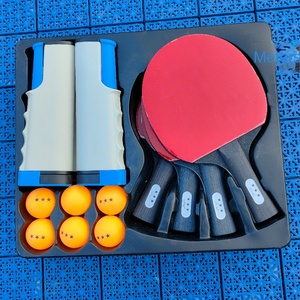 Juego de Raquetas de <span class=keywords><strong>Tenis</strong></span> de <span class=keywords><strong>Mesa</strong></span> Personalizado de Madera de 7 Capas para 4 Jugadores, 6 Pelotas con Red Portátil, para Interiores y Exteriores - Product Image 4