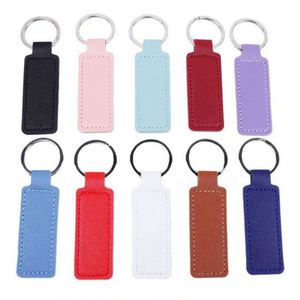 Custom Logo Laserable Pu <b>Leather</b> <b>Keychain</b> Rectangle Circle Oval Shape Promotional Gifts Luxury Blank Keyring for Laser Engraving - Product Image 1