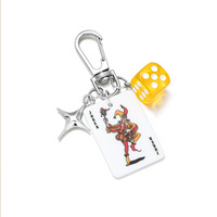 Promotion : Porte-clés créatif et tendance en acrylique, motifs cartes de poker, dés et étoiles, breloque de sac à thème de jeu pour les gamers et le streetwear, vente en gros