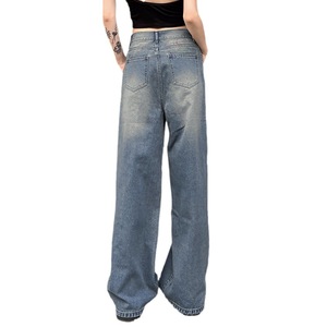 Z-5096 Jeans <span class=keywords><strong>Cargo</strong></span> de Cintura Alta con Efecto Desgastado Estilo Graffiti, Pantalones Holgados de Pierna Recta para <span class=keywords><strong>Mujer</strong></span> - Product Image 5
