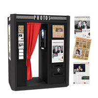 Machine à selfie interactive en réalité augmentée avec impression de journaux métalliques, style vintage, photomaton de style rétro