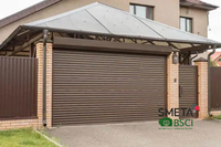 Porte de garage moderne LONGTAI Australia Villa avec grille automatique cachée en aluminium noir 16x7, lattes et grilles