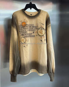 Logotipo personalizado Vintage Design Impresso Tripulação Pescoço Manga Longa Sun Desvanecido Respirável De Malha 100% Algodão Casual Regular Fit Manga Longa - Product Image 3
