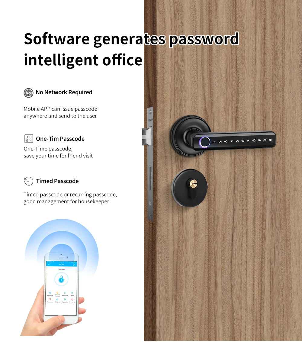 Smartek Waterproof H168 Biometric Door Electronic Remote Control Password Digital TTLock APP Smart Fingerprint Handle Lock