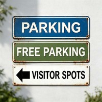 Panneau d'avis de stationnement en métal, décoration murale plate 2D, plaque métallique pour parking gratuit, places pour visiteurs, pour cour, bureau, hôtel, magasin