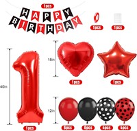 Ensemble de décoration pour bébé d'un an 1er anniversaire Bannières de joyeux anniversaire Ballons numériques de 40 pouces Fournitures de fête prénatale