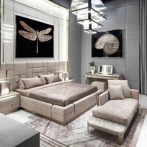 Luxury Villa <strong>House</strong> Italian king Size <strong>Bed</strong> Bedroom Furniture Set Wood Frame Home Room Double Modern Soft Upholstered Leather <strong>Bed</strong> - Product Image 3