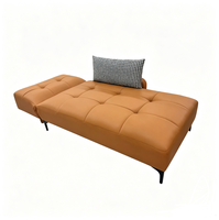 Canapé-lit convertible de luxe moderne en cuir capitonné avec dossier réglable, garnissage en éponge, écologique, gain de place, mobilier design