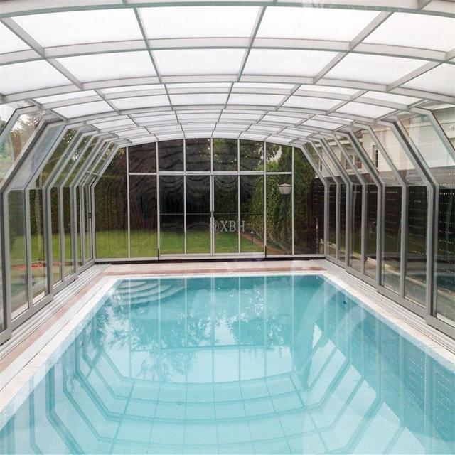 Retractable Telescopic Conservatory Pool Enclosure Mobile Roof for Swimming Pool