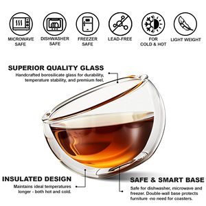 Gobelet isotherme en <span class=keywords><strong>verre</strong></span> avec <span class=keywords><strong>Double</strong></span> <span class=keywords><strong>paroi</strong></span> cœur, thermo-isolant, tasse à <span class=keywords><strong>thé</strong></span> expresso, style européen - Product Image 3