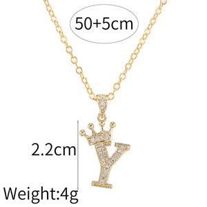 Collana con Ciondolo a Corona con 26 Lettere dell'Alfabeto Inglese, Ciondolo in Cristallo Zirconia, <span class=keywords><strong>Gioielli</strong></span> alla Moda per Donne e Uomini, Collane con Iniziali, Regalo - Product Image 5
