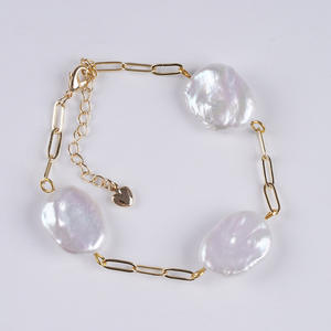 Collar y Pulsera de Perlas de Agua Dulce Naturales, Ovaladas y Cuadradas, de 14-16 mm, Estilo Barroco, Joyería de Cuentas Versátil y Moderna, Venta al Por Mayor del Fabricante - Product Image 3