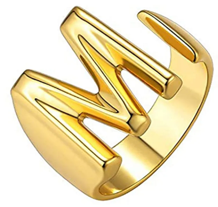 Hyacinth RTS minimalism 2022 Trendy Jewelry Accessories Letter Alphabet Gold Ring