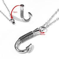 Collier de crémation en acier inoxydable en forme d'hameçon de pêche pour cendres, bijou urne, pendentif commémoratif, souvenir pour hommes