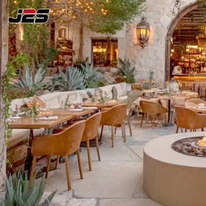 Table de pique-nique extérieure de luxe J2S pour restaurant, ensemble de chaises en rotin courbées de style bohème moderne pour <span class=keywords><strong>club</strong></span> de plage et salon - Product Image 4