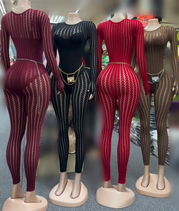 Combinaison Sexy Viviblook Z1210JP01, Lingerie Mode, Jacquard Rayé Sans Couture, Manches Longues, Combinaison de Soirée pour Femmes - Product Image 1