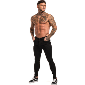 Pantaloni da uomo <span class=keywords><strong>Super</strong></span> Shredz nuovi eleganti pantaloni in Denim <span class=keywords><strong>Skinny</strong></span> Fit pantaloni lunghi strappati <span class=keywords><strong>Jeans</strong></span> neri da uomo - Product Image 3