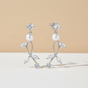 <span class=keywords><strong>XLOVE</strong></span> – boucles d'oreilles en argent Sterling 925 avec perles, élégantes, en forme de feuille, pour femmes, bijoux fins, nouvelle collection - Product Image 4