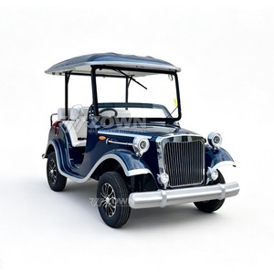 Vehículo Eléctrico Clásico de Cuatro Ruedas para Adultos, Azul con Asientos Blancos y Detalles Plateados - Product Image 1