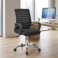 Chaise de bureau exécutive professionnelle noire à dossier moyen en maille, confortable et économique