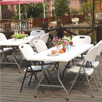 Table pliable, meuble d'extérieur léger, en plastique, blanc, rectangulaire, pour événement, banquet, 1 pièce