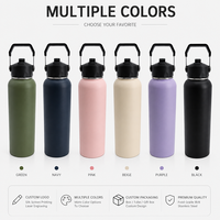Bouteille d'eau isotherme à double paroi en acier inoxydable de 1,8 L avec couvercle anti-fuite et poignée pour boissons chaudes/froides, sport et voyage