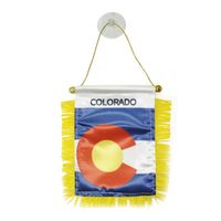 Drapeau décoratif personnalisé Colorado 150e anniversaire, mini-guirlande 10x15cm pour vitre de voiture avec ventouse, bannière de l'État du Colorado à franges en polyester