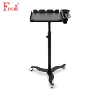 Plateau roulant de salon en métal de haute qualité, réglable en hauteur avec rotation à 360° °   Roulettes pivotantes pour salon de coiffure