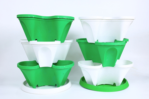 Plastic vIETNAM Space Saving Stackable Vertical Garden Planters Green Or <b>White</b> Tower <b>Pots</b> for Indoor Balcony Decor B2B - Product Image 6
