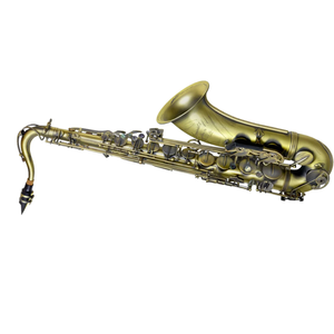 Saxophone ténor professionnel en laiton jaune, sculpté à la main en nacre d'ormeau, avec embouchure élargie, corps laqué or et clés nickelées - Product Image 1