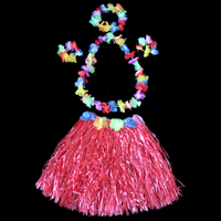 Ensemble de jupe en herbe plastique, costume de danse, couronne, performance hawaïenne, longueur 30 cm, pour Halloween, remise de diplôme, Noël