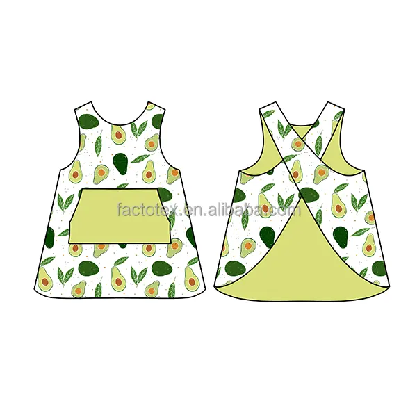 Fashionable Custom Made Japanese Style Toddler Apron Reversible Bib with a Front Pocket