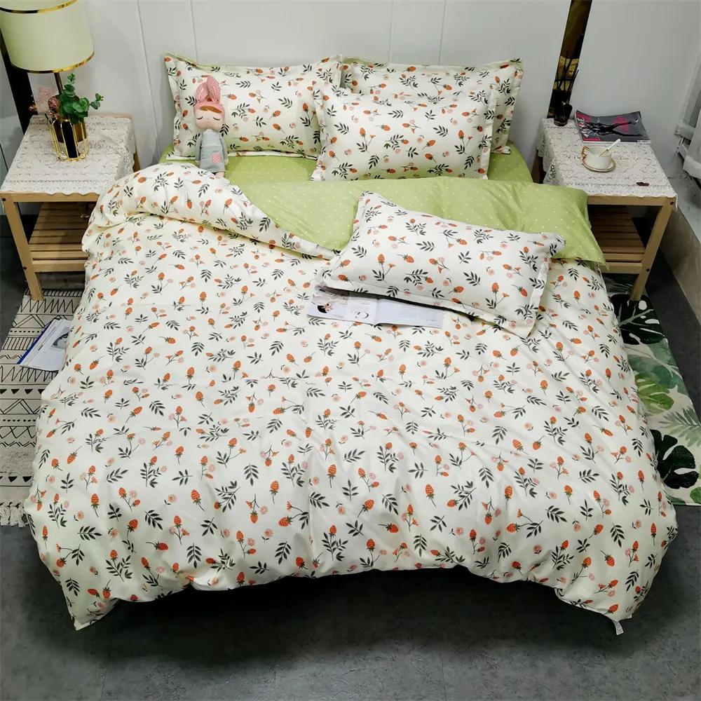 Ev tekstili yatak çarşafı otel seti yorgan kapak pamuk rahat moda 4 adet nevresim
