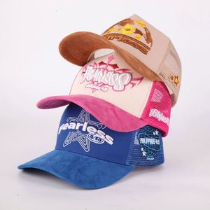 หมวกแก๊ปทรงทรัคเกอร์ 5 ชิ้น แบบโค้งสำเร็จรูป ผ้าตาข่าย/ผ้าเดนิม/ผ้ากำมะหยี่ สำหรับกิจกรรมกลางแจ้ง ปั่นจักรยาน ฮิปฮอป แฟชั่น ปักลาย 3 มิติ - Product Image 4