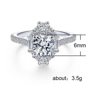 Anello con pietra scintillante rotonda per donna, regalo semplice ed elegante per gioielli da dito alla moda - Product Image 5