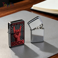 Briquet en acier inoxydable classique Topjlh pour sublimation, vierge, à couvercle rabattable, personnalisable avec logo par transfert thermique