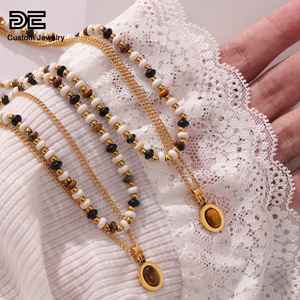 <span class=keywords><strong>DE</strong></span> <span class=keywords><strong>Maillard</strong></span> Style pierre naturelle collier <span class=keywords><strong>de</strong></span> perles pendentif Double couches titane acier clavicule chaîne pour un usage quotidien - Product Image 3
