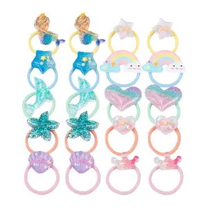 10 paia bambini Cartoon Cloud Princess Candy Color Headwear corda per capelli ragazza elastico per capelli elastico per bambini Tie Girls accessori