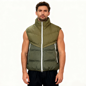 Chalecos sin mangas gruesos y cálidos para hombre al por mayor, chaquetas de talla grande con logotipo personalizado, cremallera informal, poliéster de moda para invierno - Product Image 3