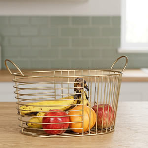 <b>Round</b> Metal <b>Storage</b> <b>Basket</b> Kitchen Fruit Holder Minimalist Design Durable Food Container - Product Image 6