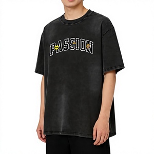 เสื้อยืดวินเทจผู้ชายแบบปรับแต่งได้ พิมพ์ลายตัวอักษร <span class=keywords><strong>PASSION</strong></span> ทรงหลวม สไตล์สตรีทแวร์ - Product Image 1