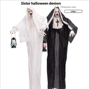 Decoración Colgante de Halloween: Fantasma con Ojos Brillantes, Atmósfera de Terror, Linterna de Mano con Forma de Caballo, Demonio/Monja en Blanco y Negro - Product Image 3