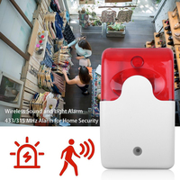 Sirena de Alarma de Seguridad para el Hogar con Cable, 12V, con Luz Estroboscópica, Carcasa de ABS, Sirena Piezoeléctrica con Luz Estroboscópica