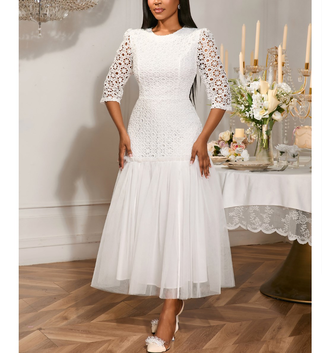 Wholesale High Waist White Lace Dress High Quality Elegant White Formal  Dress Party Wedding White Prom Dress| Alibaba.com