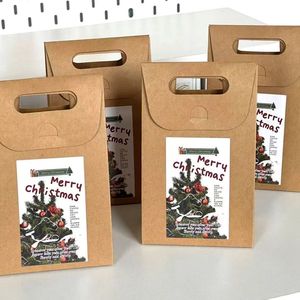 Cajas de Regalo de Papel Kraft Navideñas con Asa, Bolsas de Embalaje Autoarmables, Cajas de Regalo para Fiestas de Navidad - Product Image 3