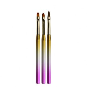 Lot de 3 pinceaux personnalisés pour nail art, manche acrylique, pour peinture à l'encre et détails en gel, avec emballage, pour usage en salon - Product Image 1