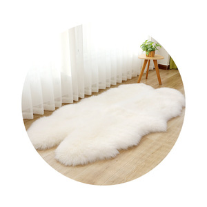 Tapis en peau de mouton australien, forme originale, blanc, antidérapant, pour salon, chambre, bureau, entrée, balcon - Product Image 2