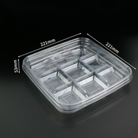 Plateau transparent à 9 compartiments pour noix, bonbons, macarons, chocolats, avec couvercles, emballage pour mochi
