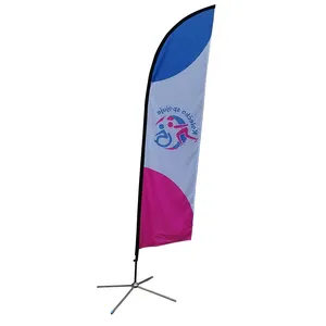 Promotion Windproof Custom Feather Beach Flags With Water Bag Ground Spike For Outdoor Event Advertising